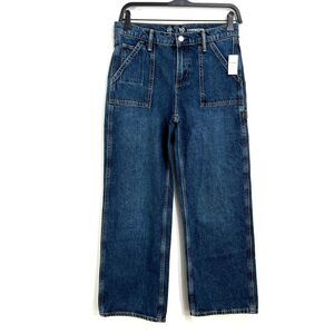 Gap Kids 10 Husky Carpenter Jeans Dark Wash Youth Slouch Pocket Wide -Leg School